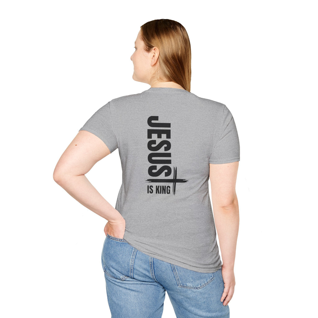 Jesus Is King T-shirt | Modern Typographic Cross Christian T-shirt Printify
