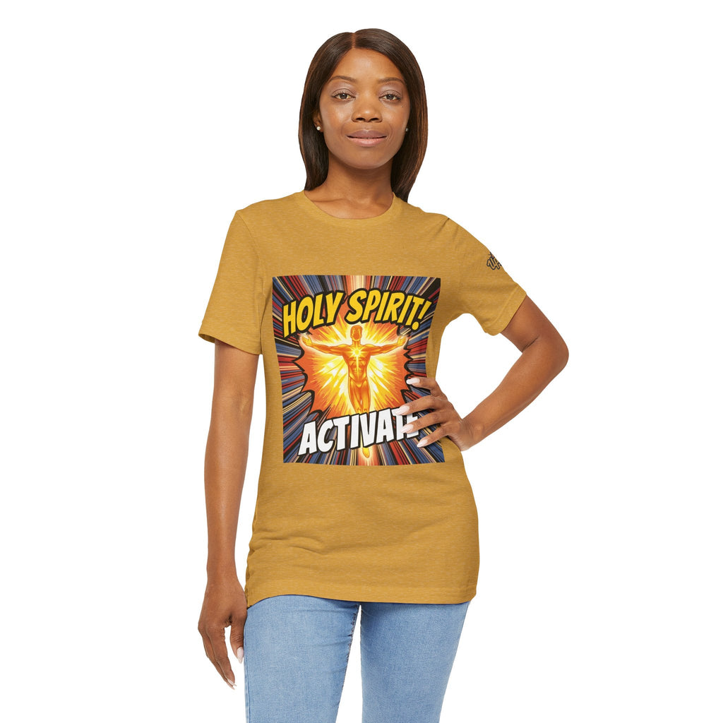 Holy Spirit Activate T-shirt – Superhero Christian T-shirt with Vibrant Power-Up Design for Faith-Fueled Boldness Printify
