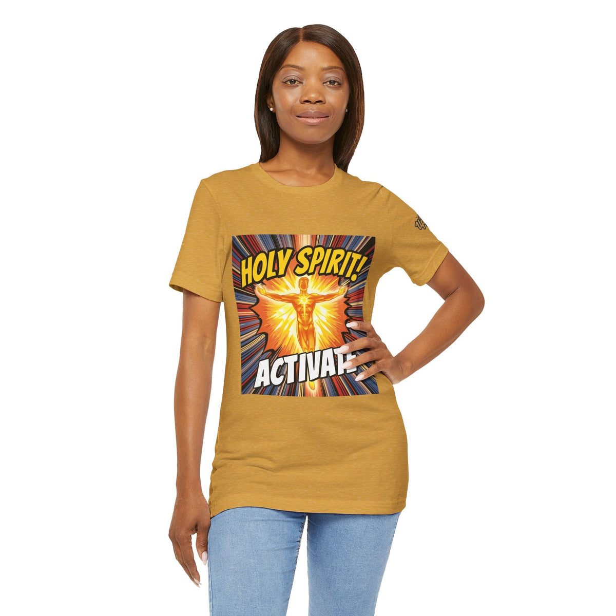 Holy Spirit Activate T-shirt – Superhero Christian T-shirt with Vibrant Power-Up Design for Faith-Fueled Boldness Printify