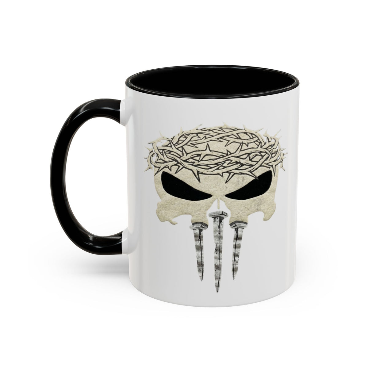 Christian Skull Coffee Mug — Crown of Thorns “Warrior Faith” (11/15 oz) Printify