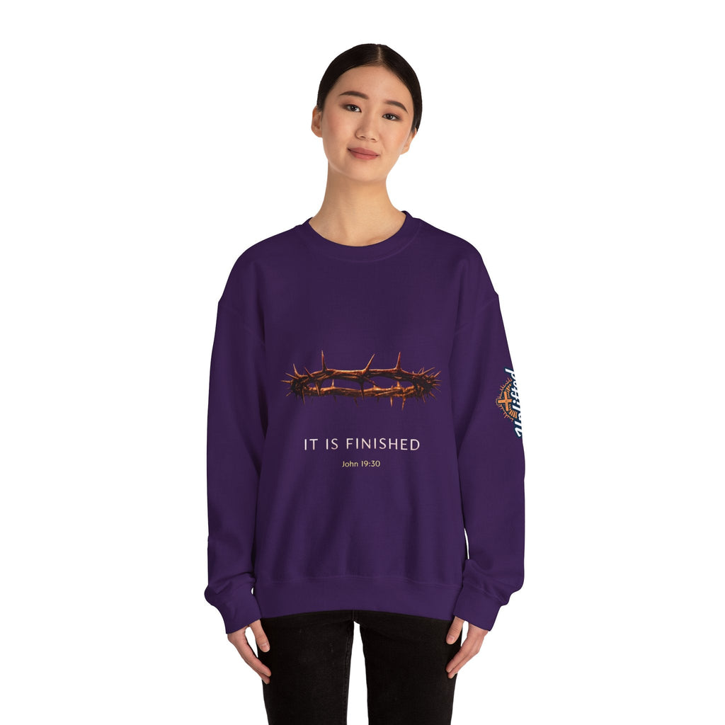 It Is Finished Crown of Thorns Sweatshirt — Christian John 19:30 Faith Sweatshirt Printify