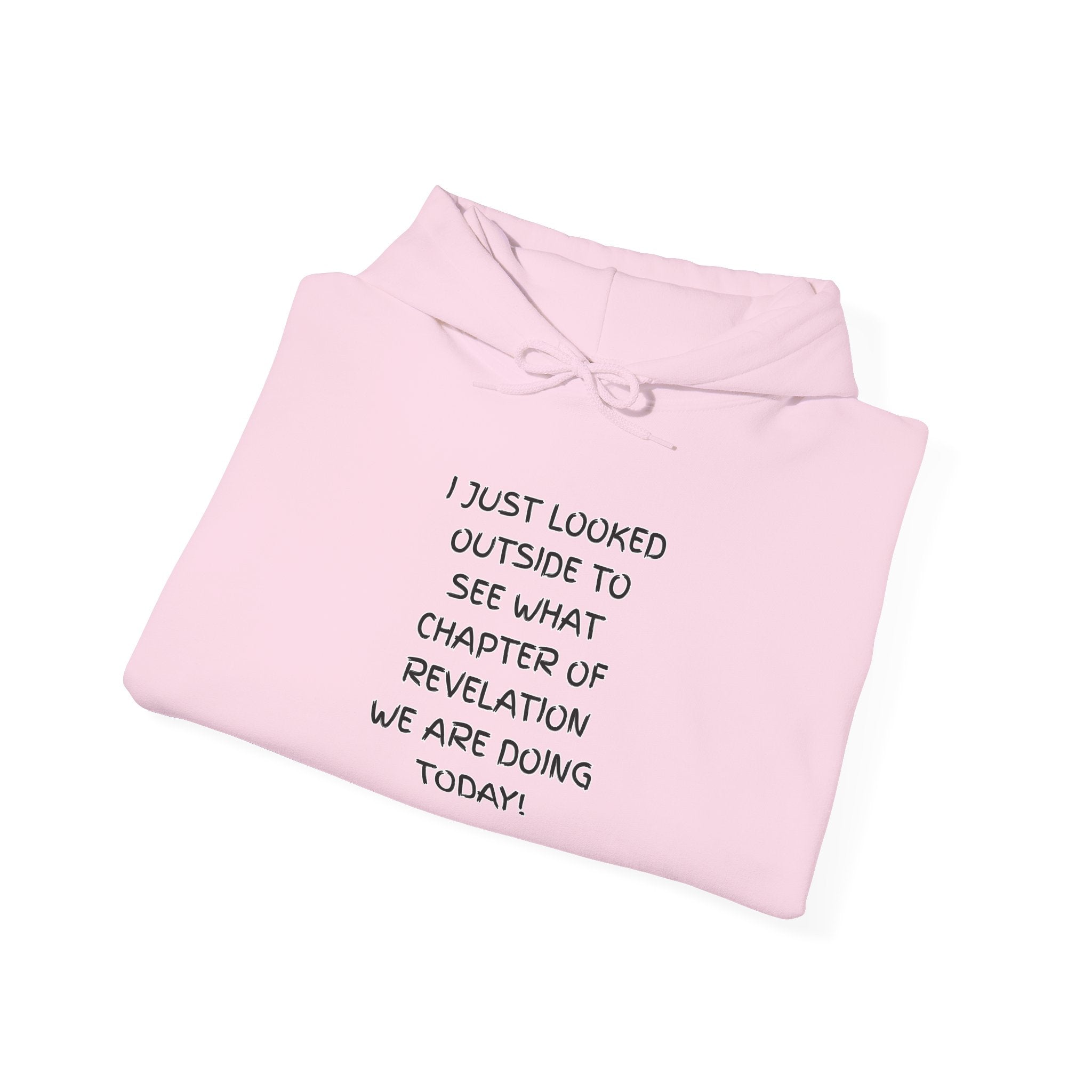 What Chapter of Revelation Hoodie – I Looked Outside My Window Christian Sweatshirt for End Times Humor & Faith Printify