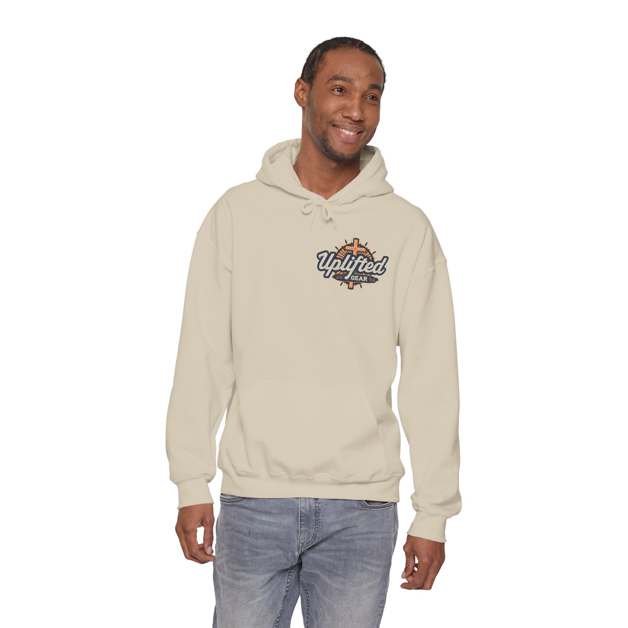 Walk by Faith Hoodie – Cross & Footprints Christian Hoodie for Cozy Inspiration Printify