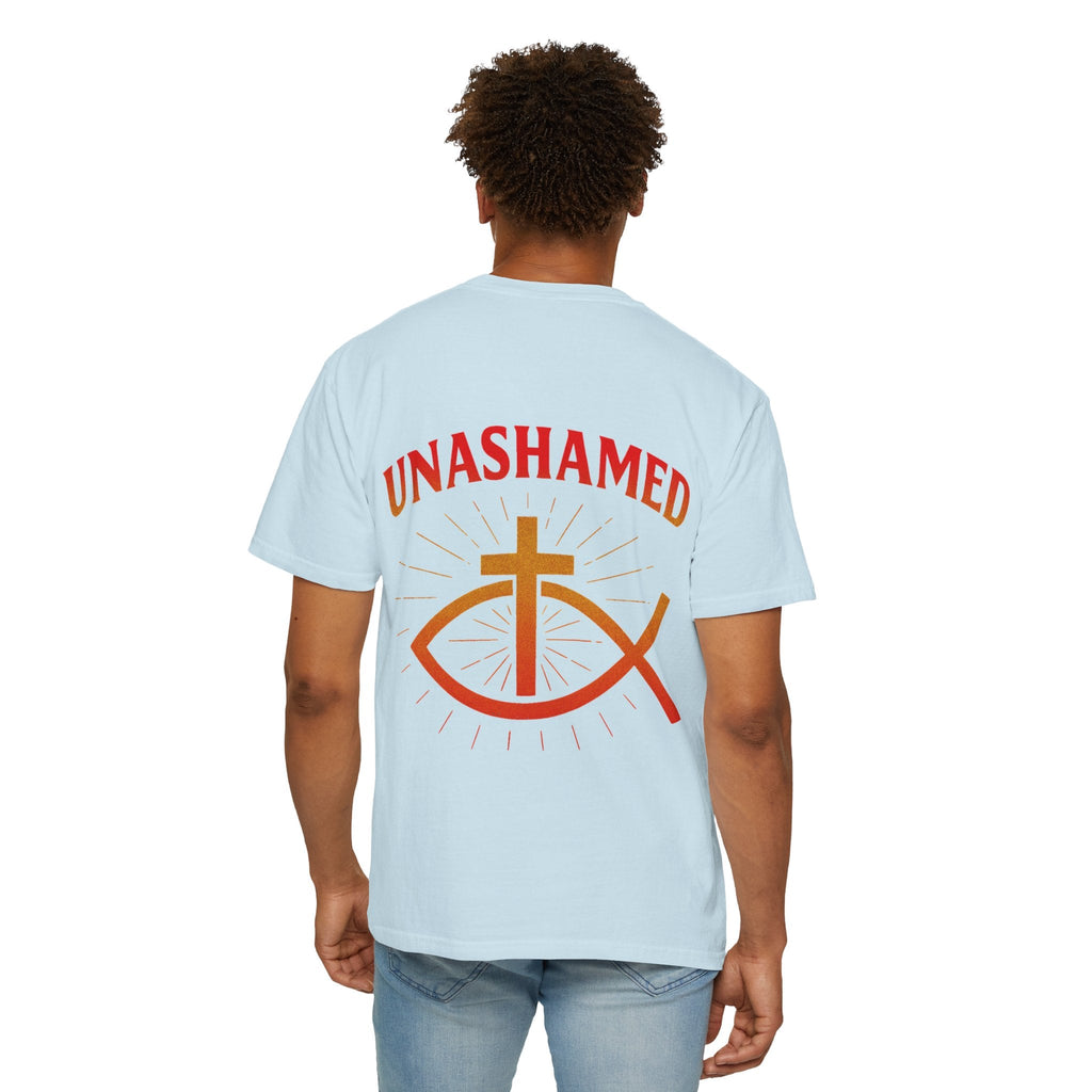 Unashamed T-shirt – Ichthys Jesus Fish & Cross Christian Sweatshirt for Romans 1:16 Bold Faith Printify
