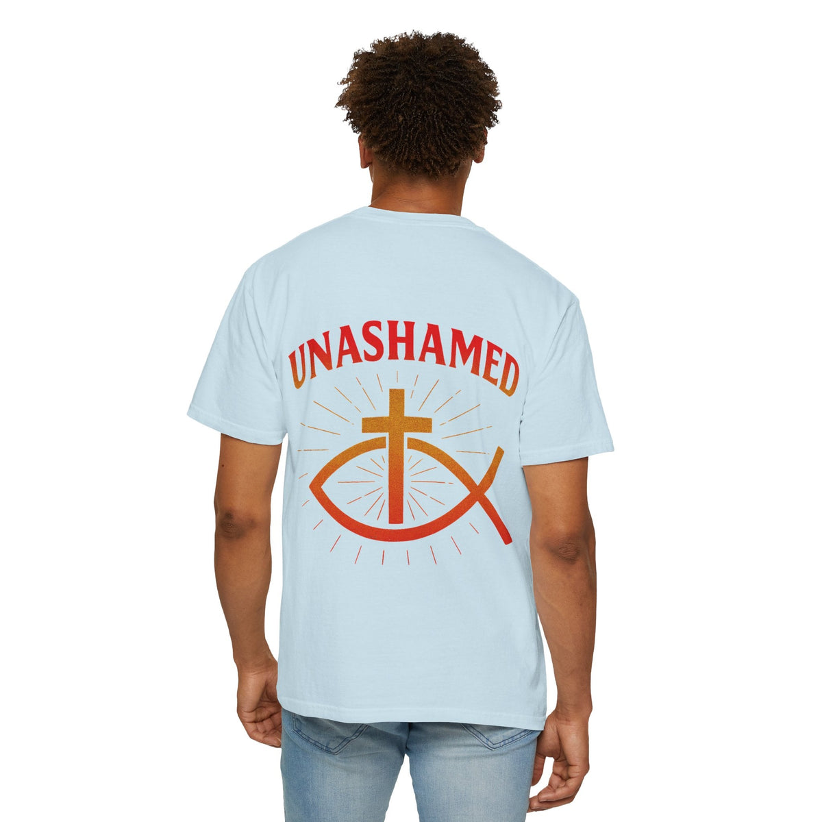 Unashamed T-shirt – Ichthys Jesus Fish & Cross Christian Sweatshirt for Romans 1:16 Bold Faith Printify