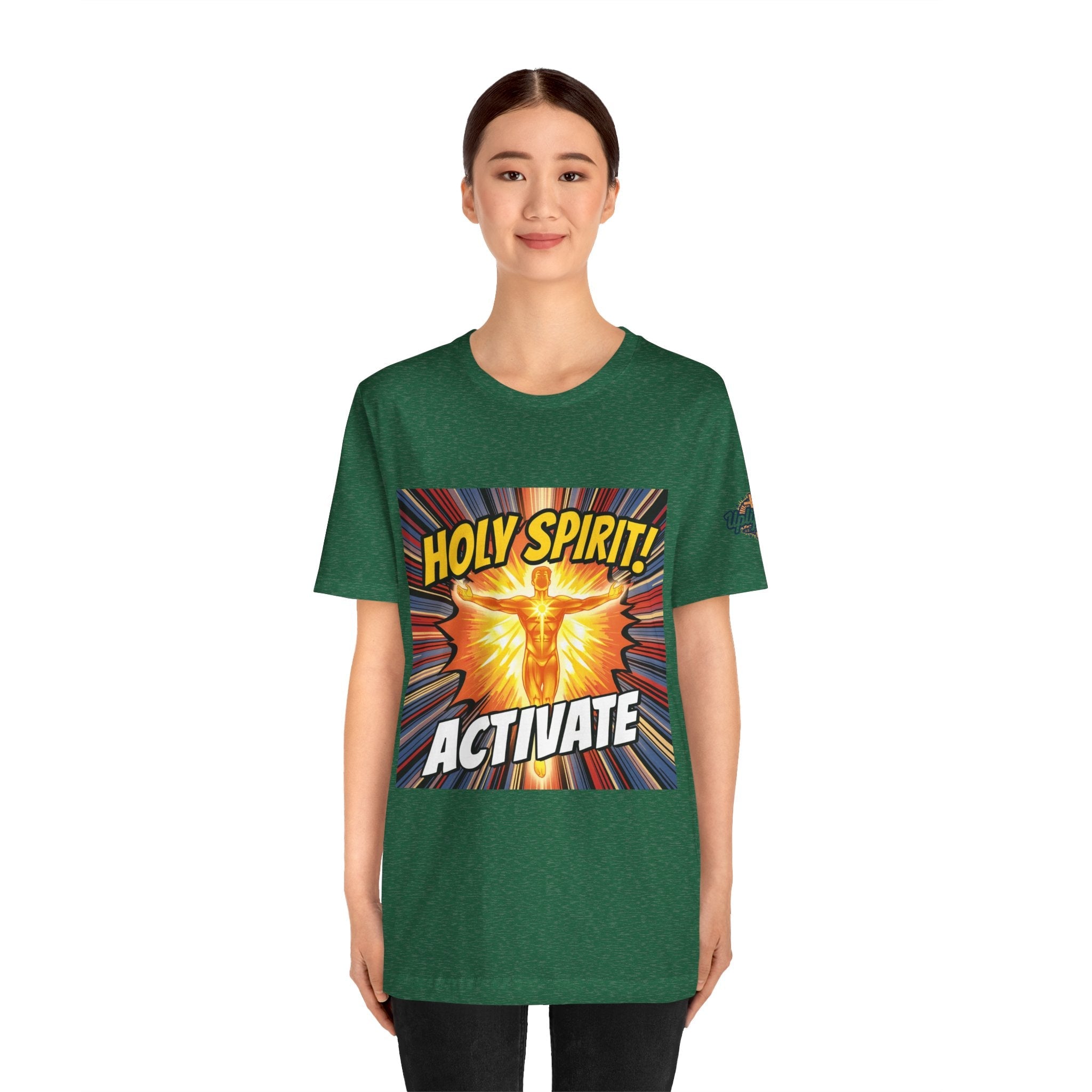 Holy Spirit Activate T-shirt – Superhero Christian T-shirt with Vibrant Power-Up Design for Faith-Fueled Boldness Printify