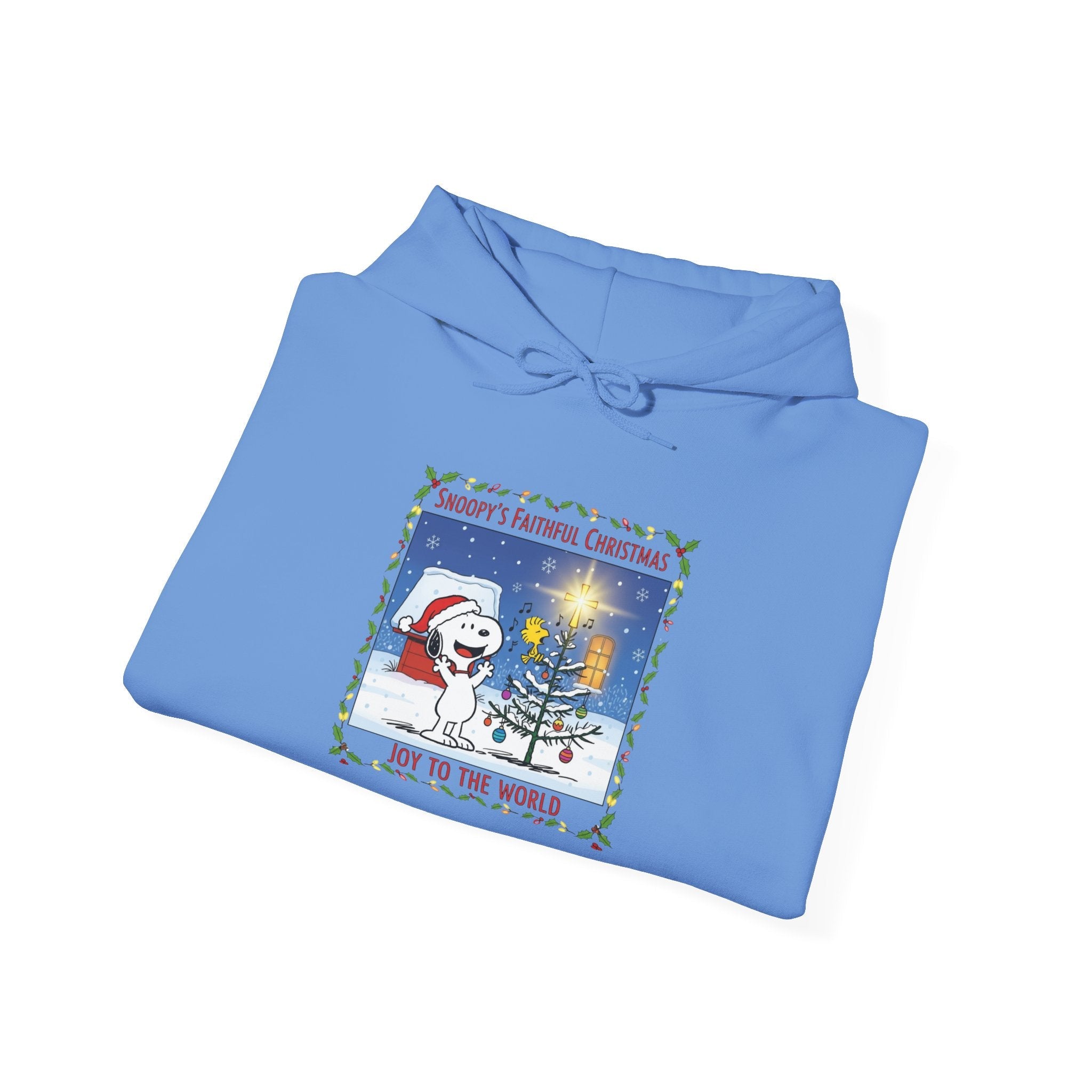 🎄 Faithful Christmas Friends – Christian Holiday Hoodie | Festive Tree & Cartoon Duo | Heartwarming Christmas Tee by Uplifted Gear Printify