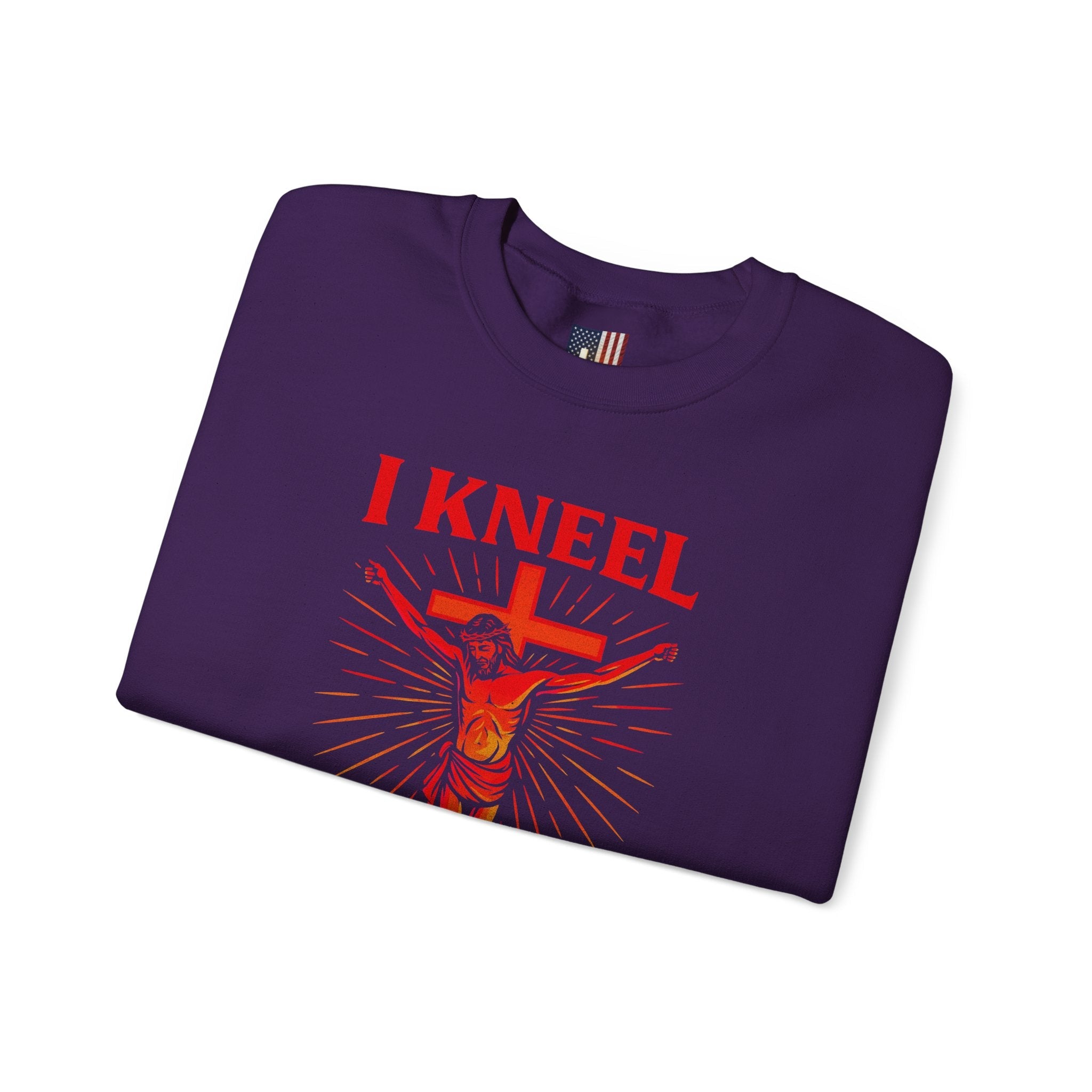 I Kneel to One Man Sweatshirt – Crucifixion Christian Sweatshirt for Unashamed Devotion & Bold Faith Printify