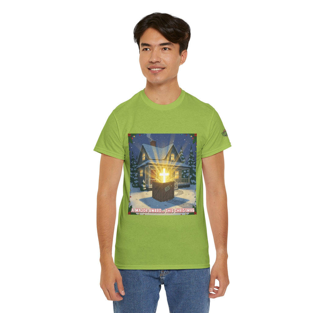 A Major Award This Christmas T-shirt – Fragile Leg Lamp Parody Cross Unboxing Christian T-shirt for Hilarious Faith & Holiday Glow Printify