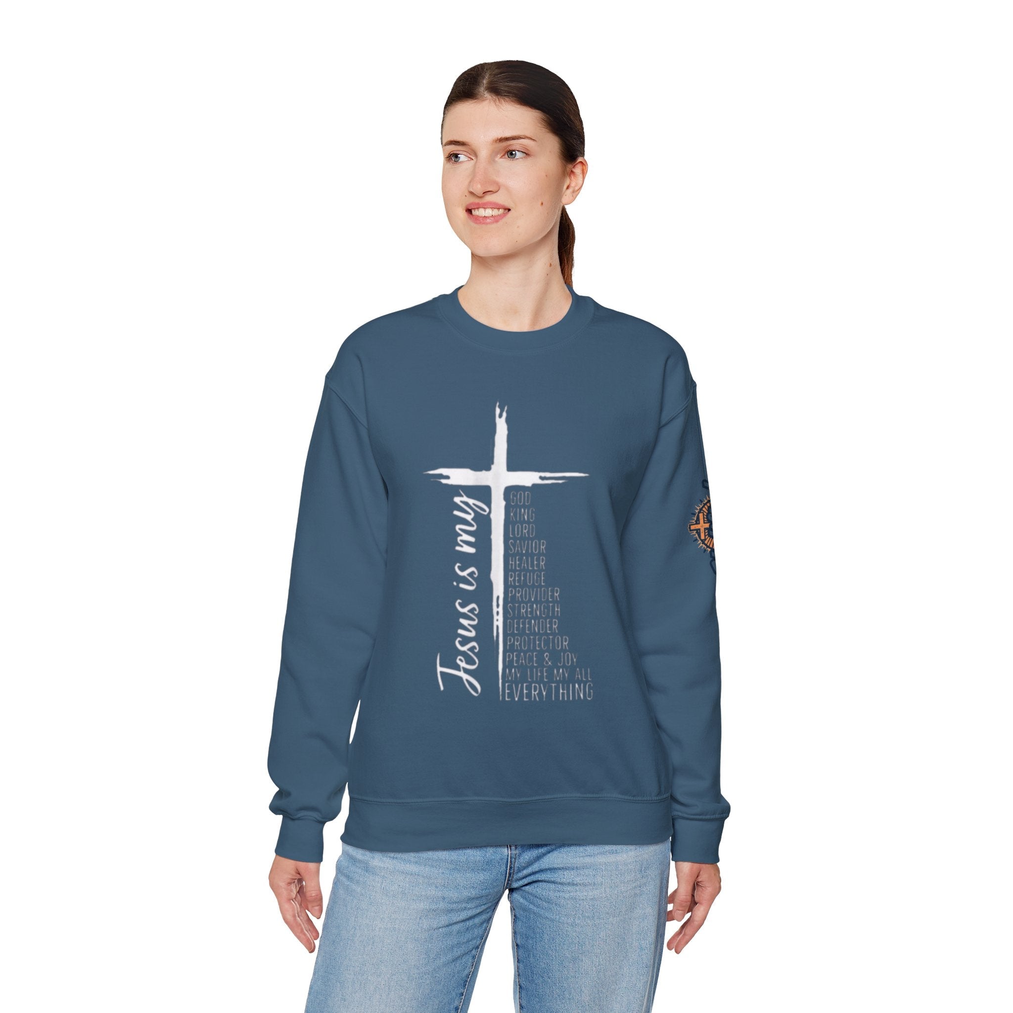 Jesus Is My Everything Sweatshirt – Cross List God King Lord Savior Christian Sweatshirt for Total Surrender Faith Printify