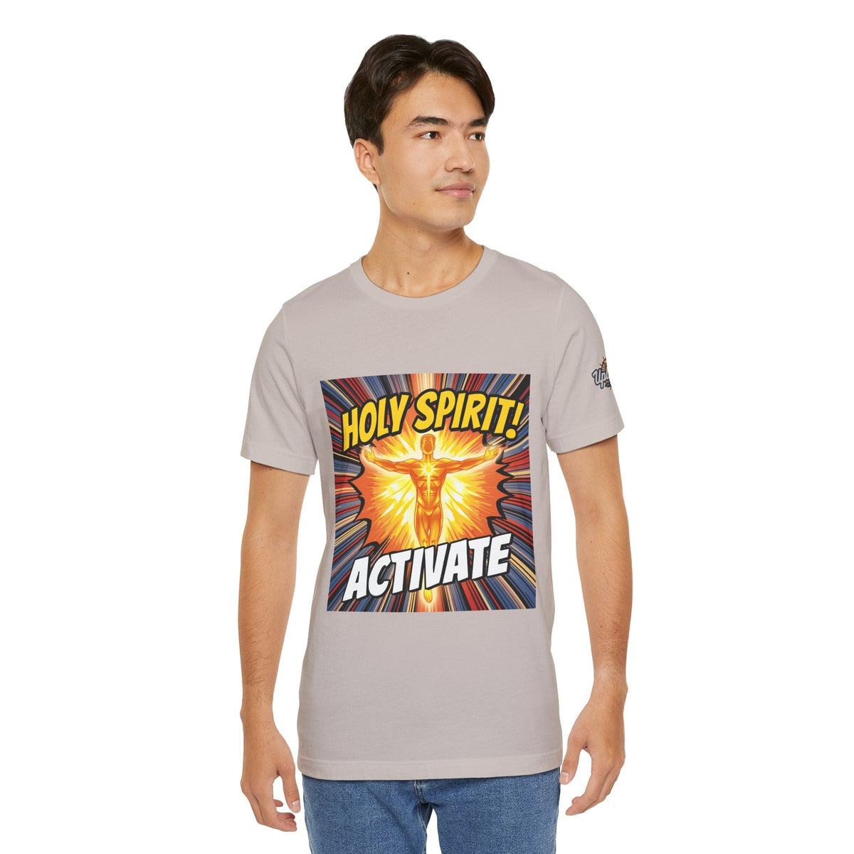 Holy Spirit Activate T-shirt – Superhero Christian T-shirt with Vibrant Power-Up Design for Faith-Fueled Boldness Printify