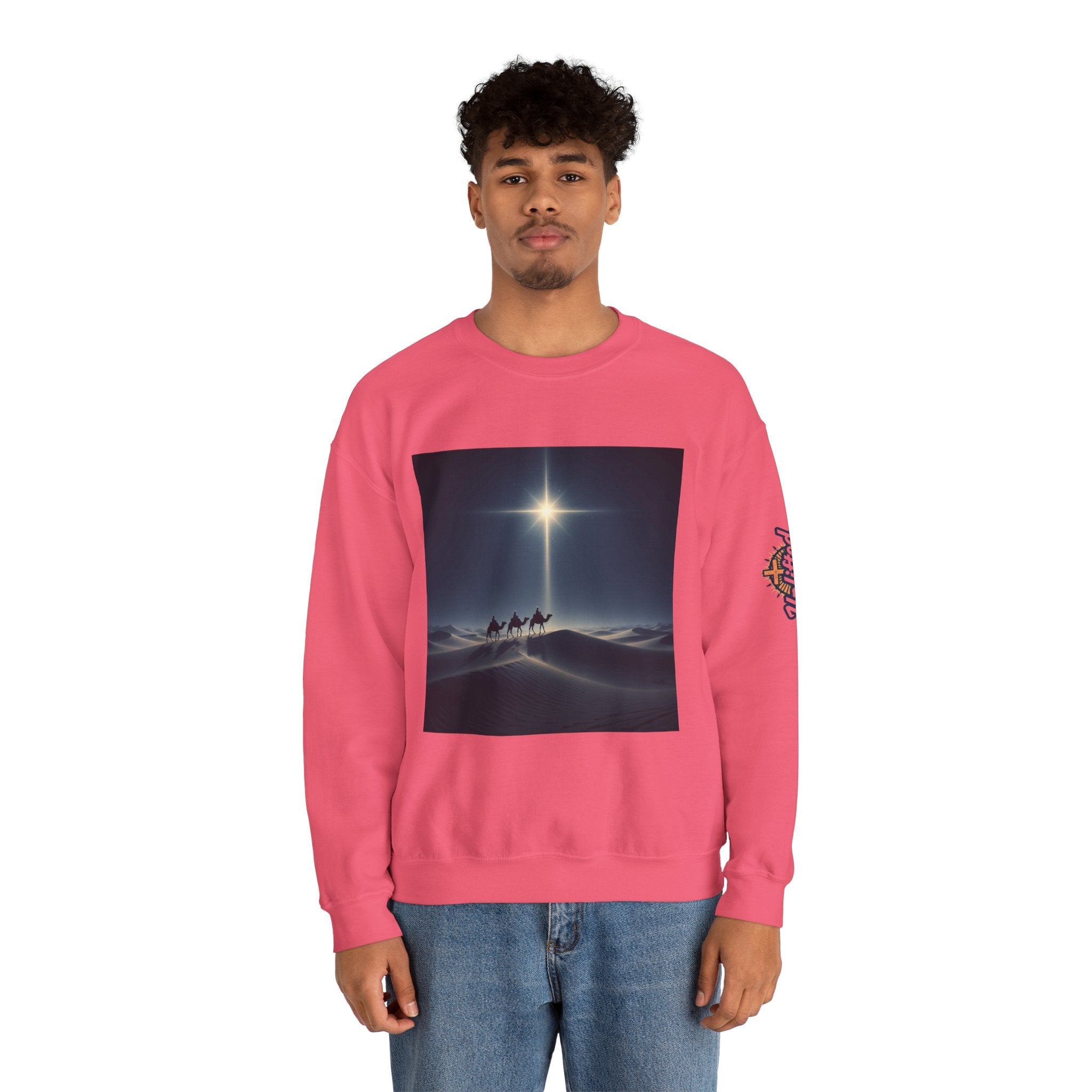 3 Wise Men Sweatshirt – Magi Camels Nativity Journey Christian Christmas Sweatshirt for Epiphany Faith & Holy Night Printify