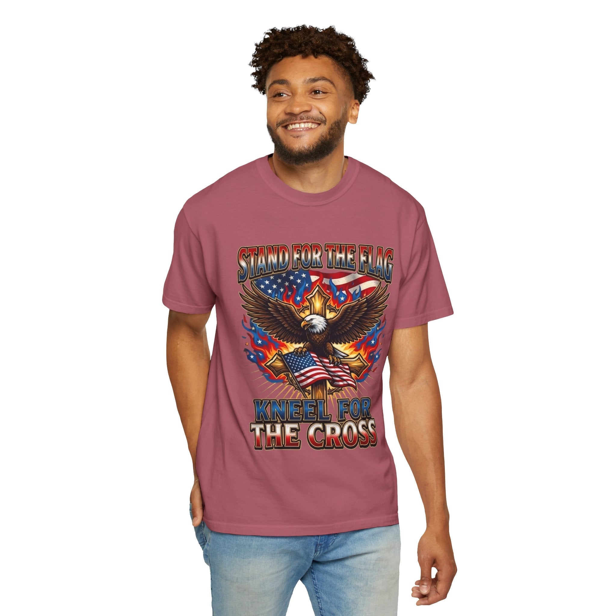 Stand for the Flag Kneel for the Cross T-shirt | Patriotic Eagle T-shirt Printify