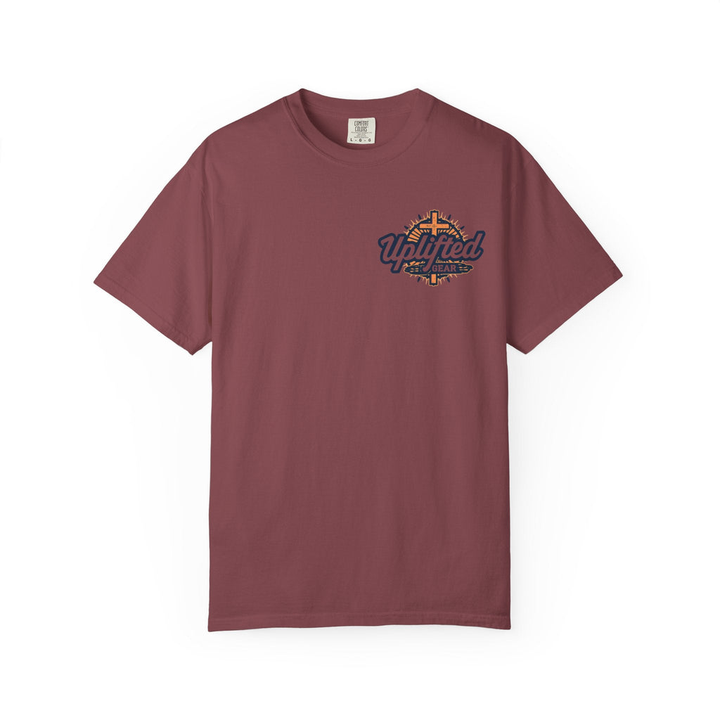 ✨ Chosen. Loved. Redeemed. – Elegant Christian T-Shirt | Gold Foil Faith Tee | Subtle Cross & Heart Design | Inspirational Bible Verse Apparel by Uplifted Gear Printify