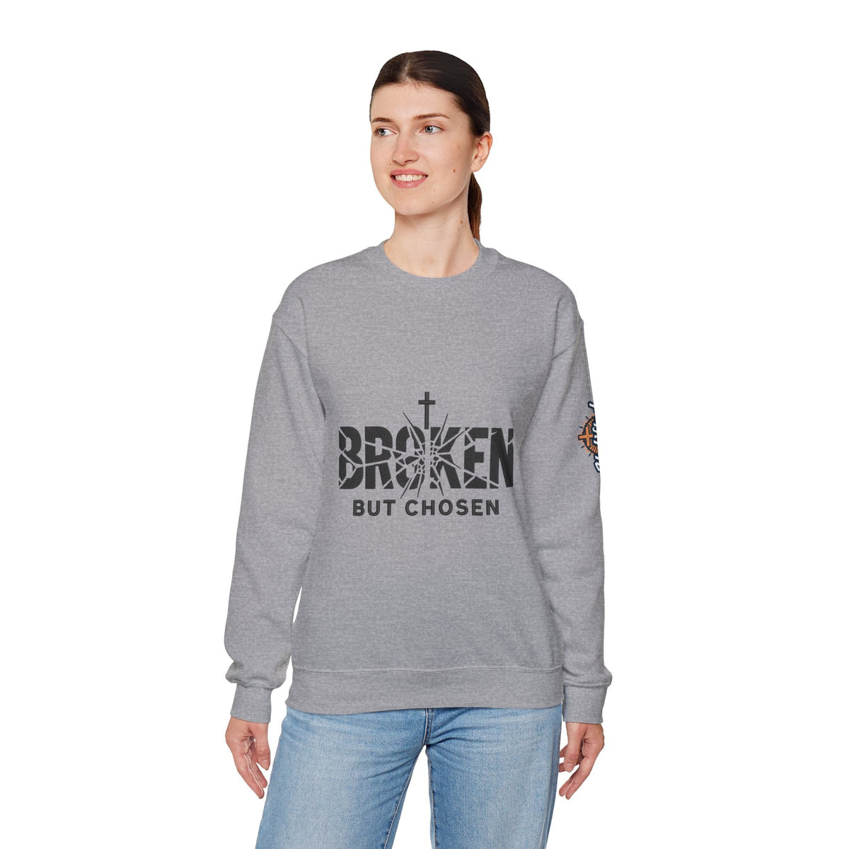 Broken But Chosen Crewneck Sweatshirt Printify