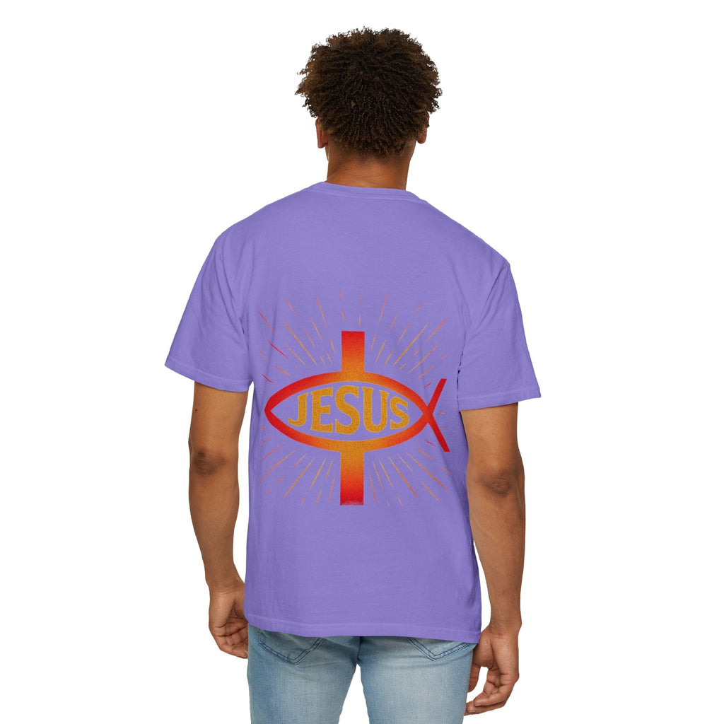 Jesus Ichthys T-shirt – Christian Fish Symbol with Cross & Jesus Inscription T-shirt for Eternal Faith & Streetwear Printify