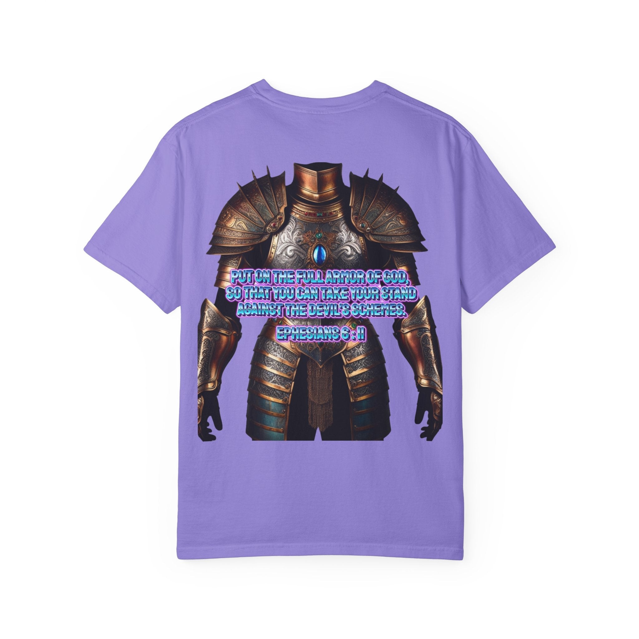 Religious Graphic Tee with Armor Of God Design - Unisex Garment-Dyed T-shirt Printify