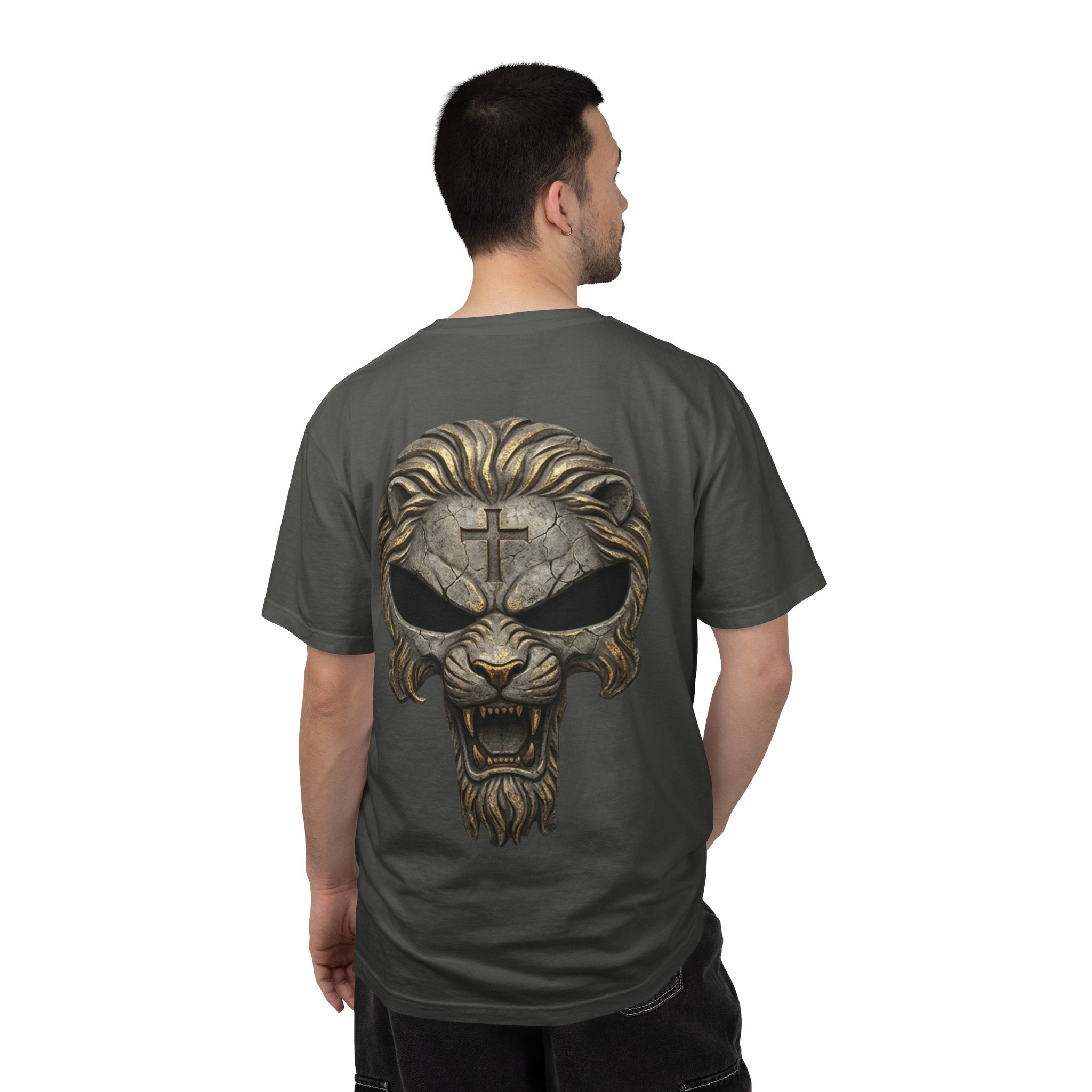 Lion of Judah Skull Christian T-shirt - Warrior Faith Cross T-shirt Printify