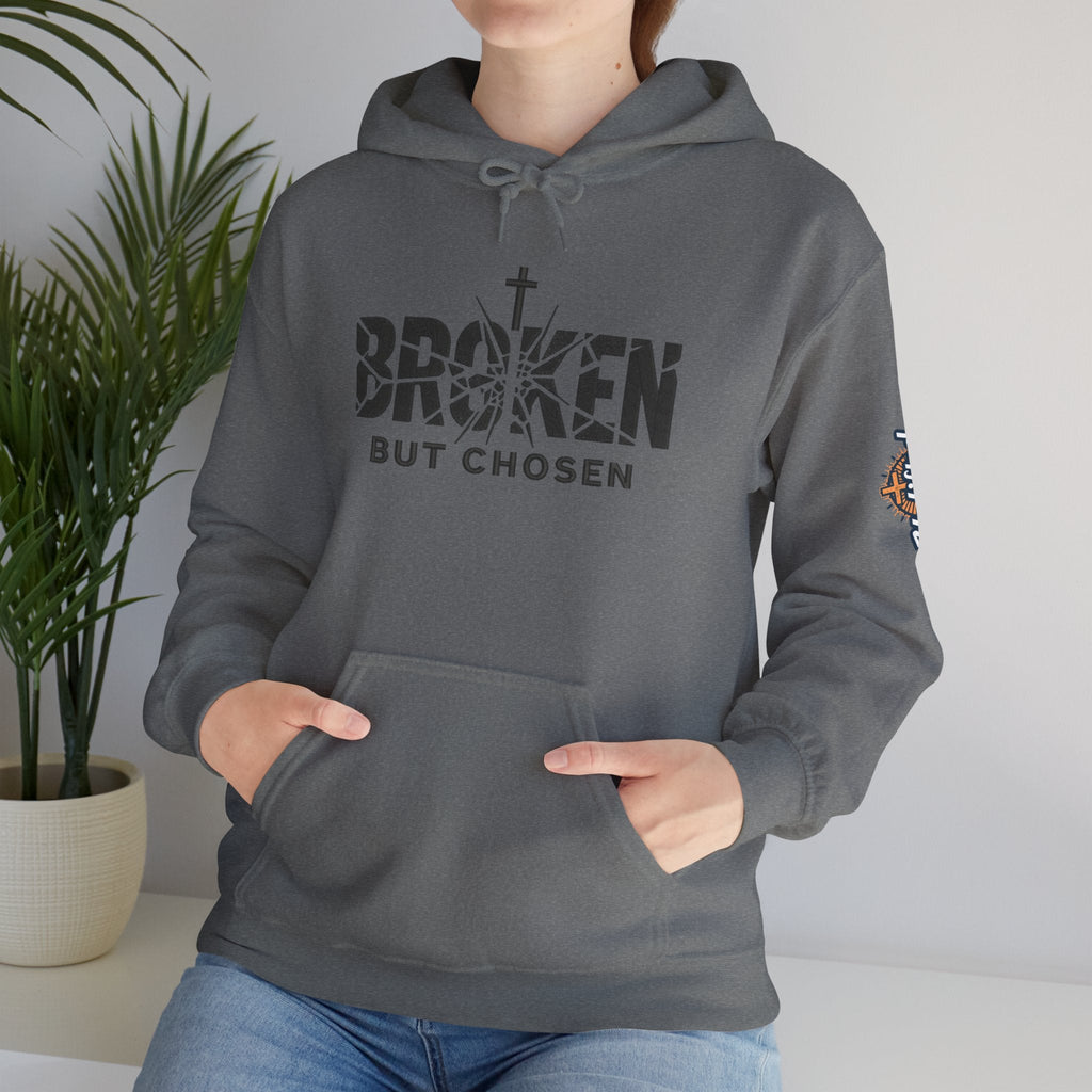 Broken But Chosen Hoodie — Christian Faith Graphic Sweatshirt Printify