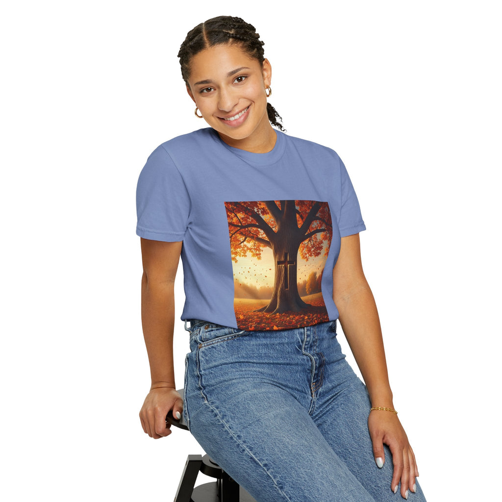 Trust in the Lord T-Shirt – Autumn Tree Christian Tee with Proverbs 3:5 Printify