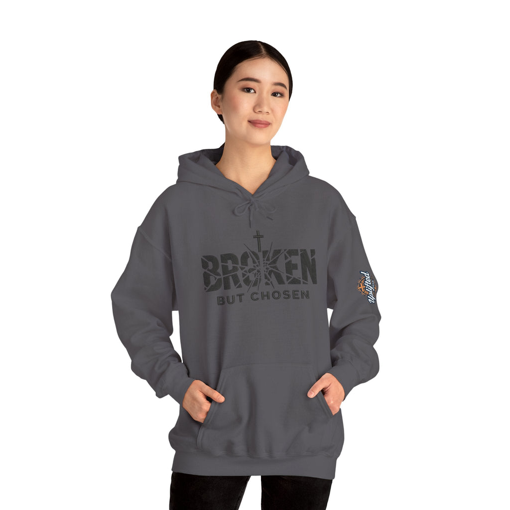 Broken But Chosen Hoodie — Christian Faith Graphic Sweatshirt Printify