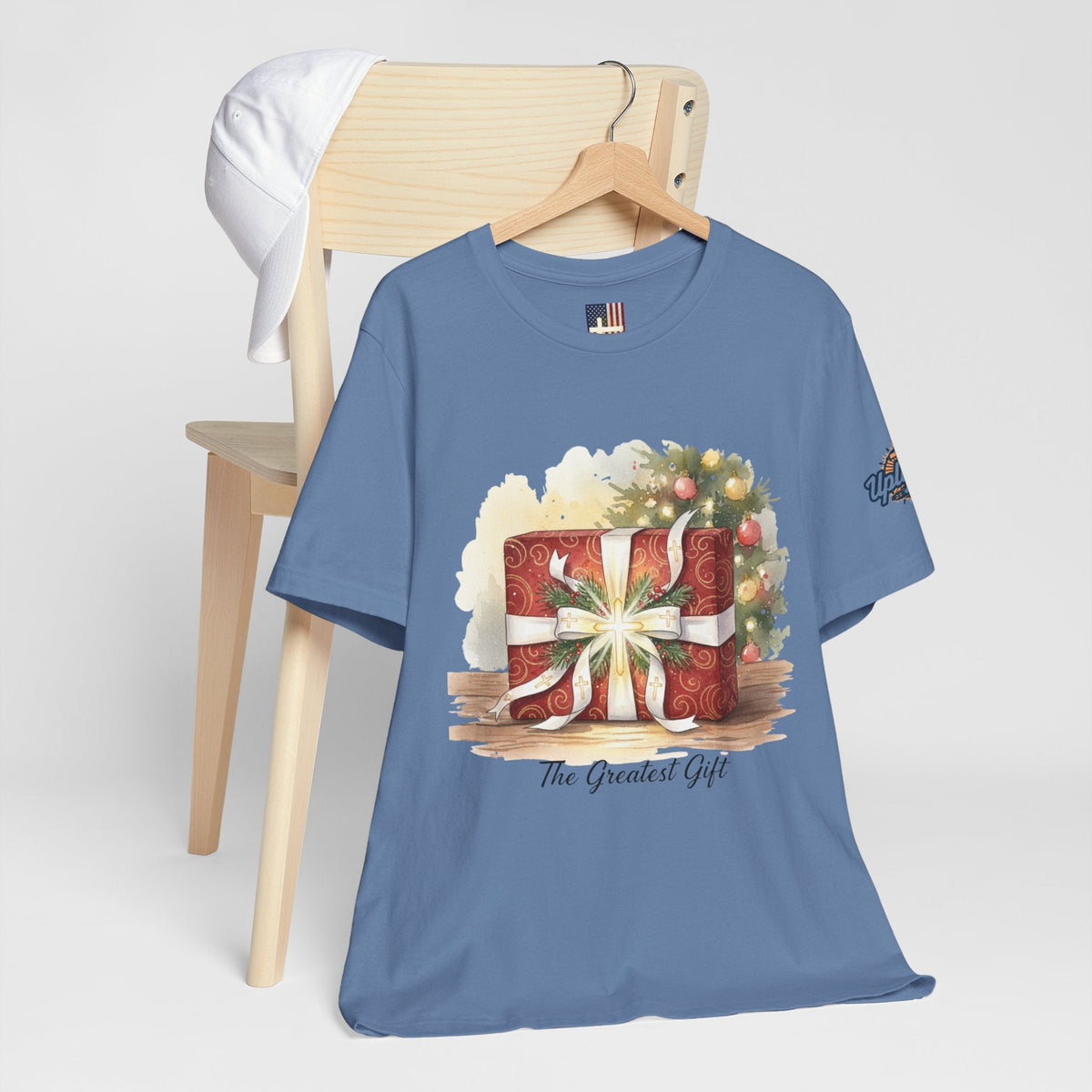 The Greatest Gift T-shirt – Cross Bow Present Christian T-shirt for Christmas Salvation & Eternal Faith Printify