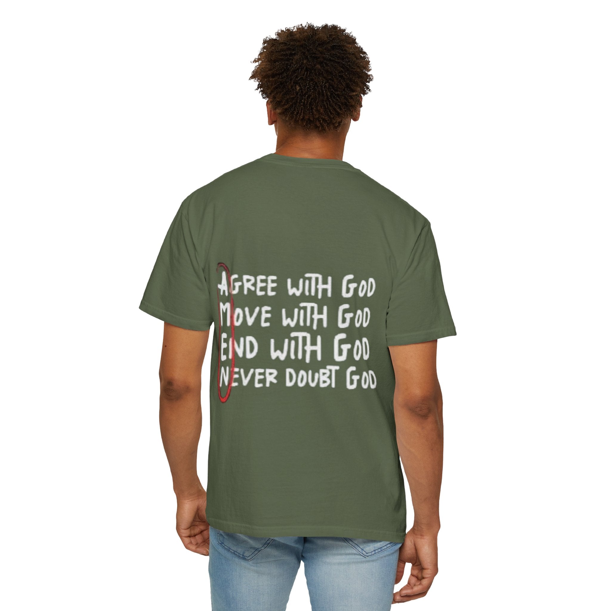 AMEN Acronym T-Shirt – Always Agree with God Move with God End with God Never Doubt God Christian Tee for Unwavering Faith Printify