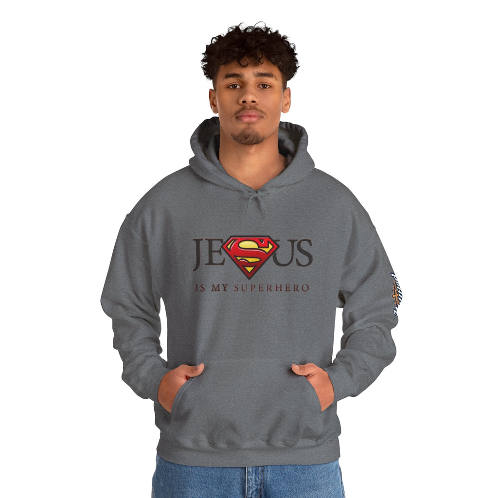 Jesus Is My Superhero Hoodie — Christian Faith Graphic Pullover Printify