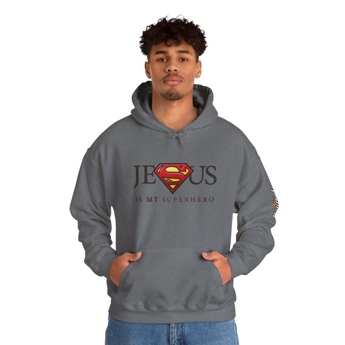 Jesus Is My Superhero Hoodie — Christian Faith Graphic Pullover Printify