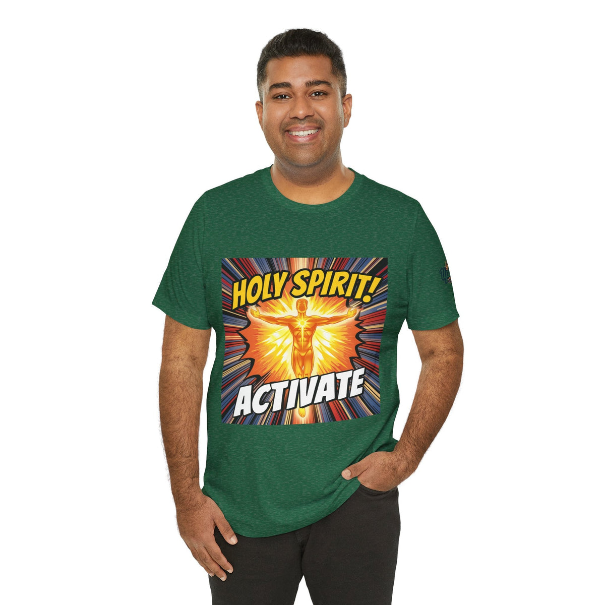 Holy Spirit Activate T-shirt – Superhero Christian T-shirt with Vibrant Power-Up Design for Faith-Fueled Boldness Printify