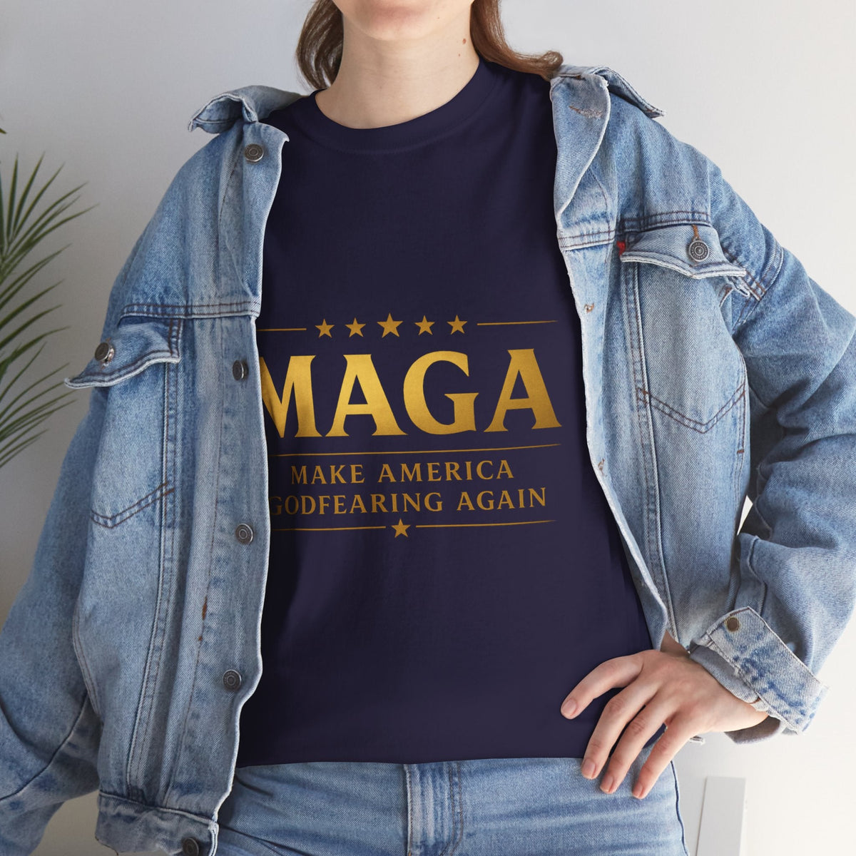 MAGA Gold Letter T-Shirt — "Make America Great Again" Printify