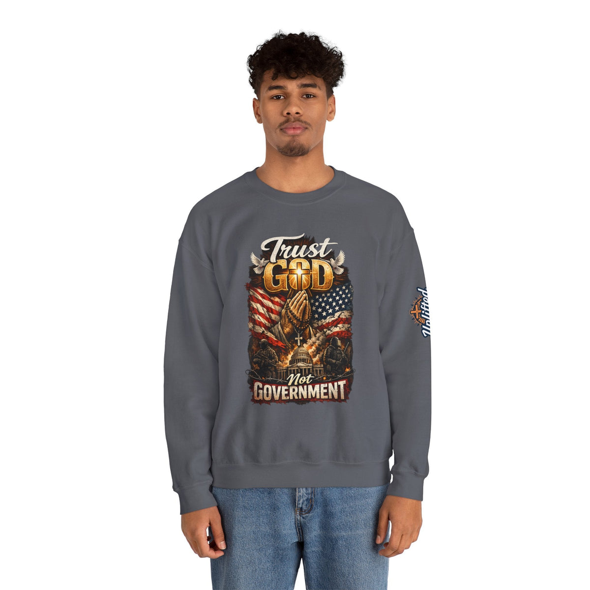 Trust God Not Government Sweatshirt — Vintage Patriotic Christian Sweatshirt Printify
