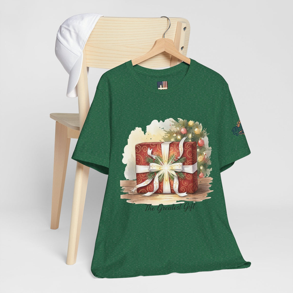 The Greatest Gift T-shirt – Cross Bow Present Christian T-shirt for Christmas Salvation & Eternal Faith Printify