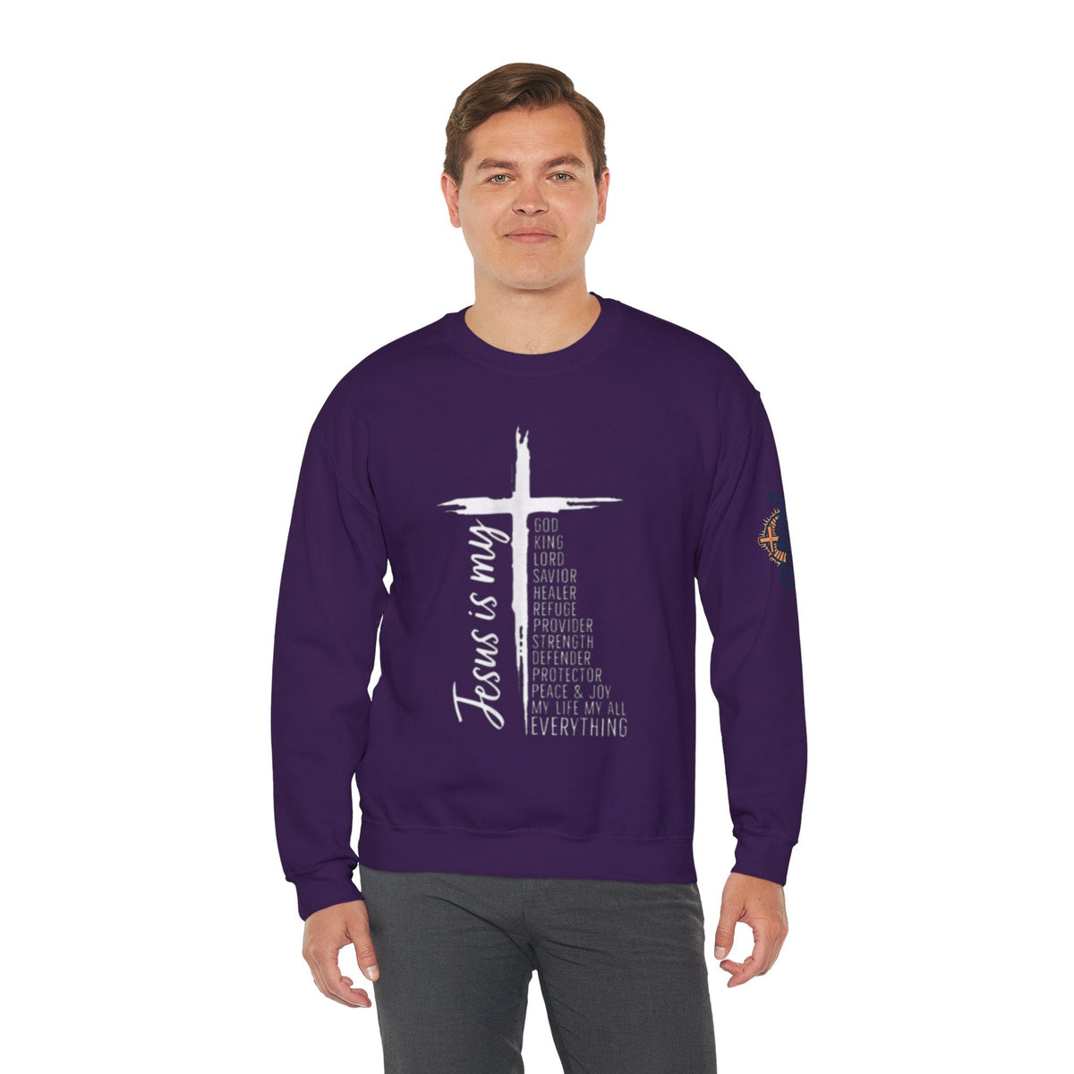 Jesus Is My Everything Sweatshirt – Cross List God King Lord Savior Christian Sweatshirt for Total Surrender Faith Printify
