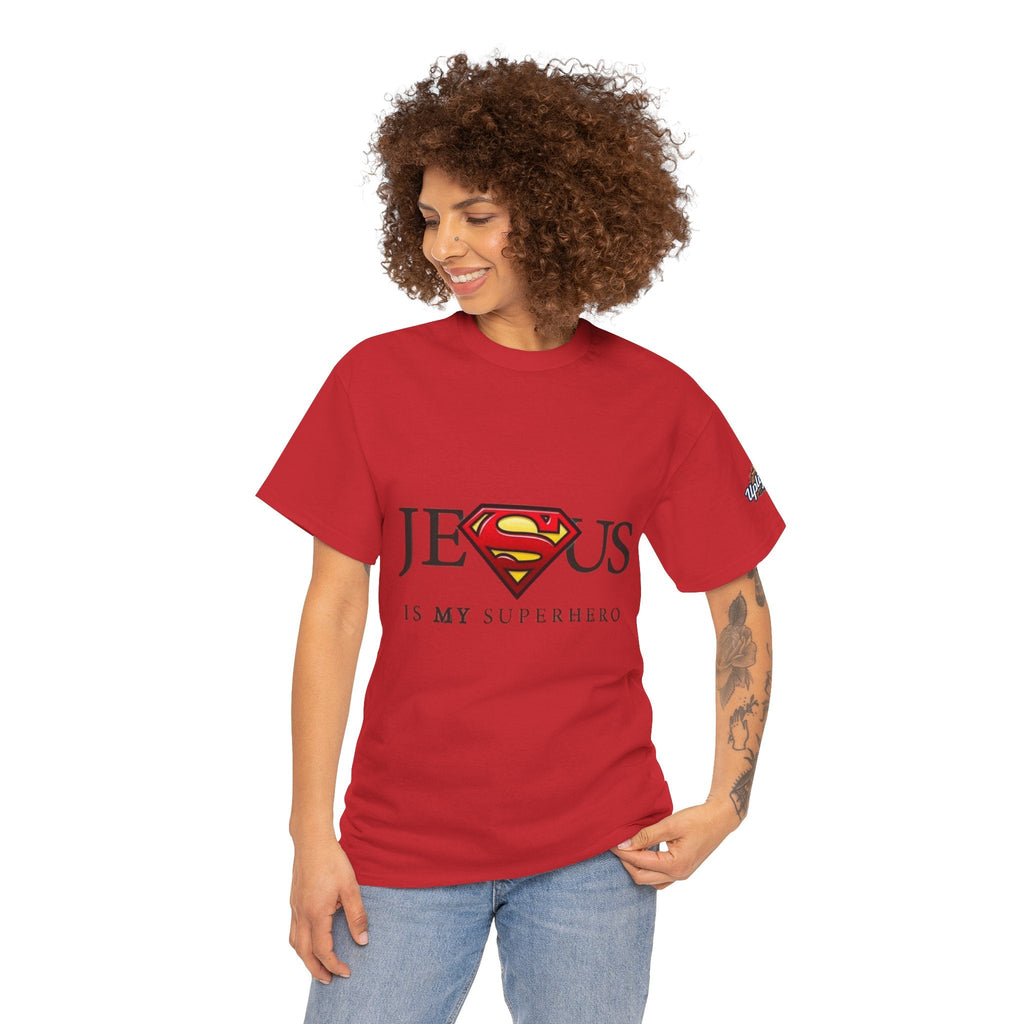 Jesus Is My Superhero T-Shirt — Faith-Based Superman-Inspired Tee Printify
