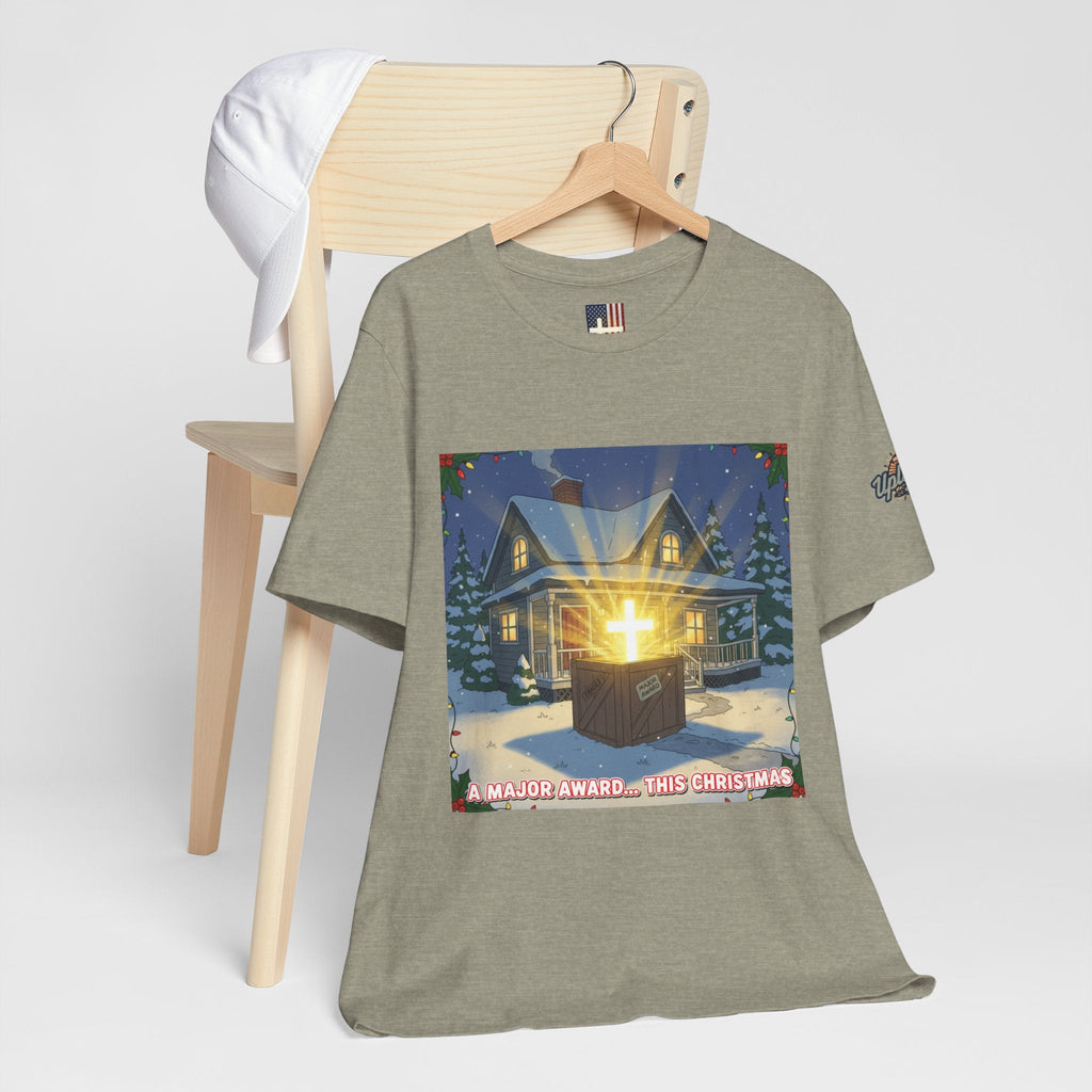 A Major Award This Christmas T-shirt – Fragile Leg Lamp Parody Cross Unboxing Christian T-shirt for Hilarious Faith & Holiday Glow Printify