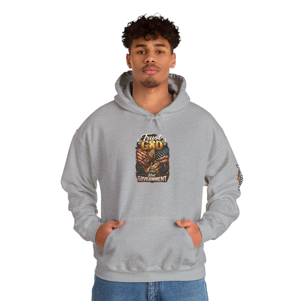 Trust God Not Government Hoodie — Vintage Patriotic Christian Hoodie Printify