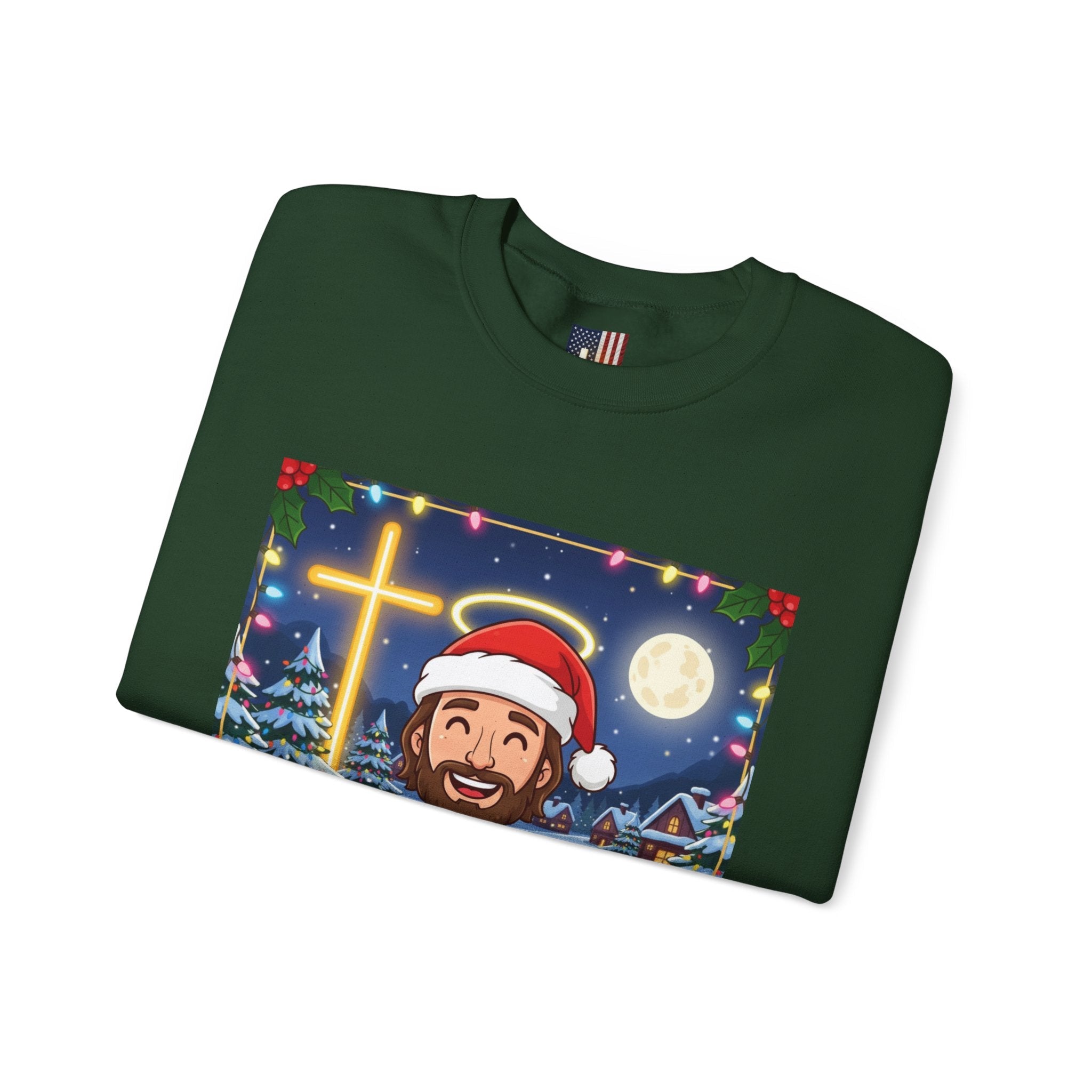 🎄 Make Christmas Great Again – Funny Christian Sweatshirt | Jesus Holding Banner | Faith-Based Holiday Parody Tee | Uplifted Gear Printify