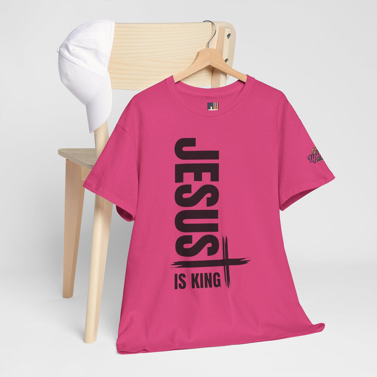 Jesus Is King T-shirt | Modern Typographic Cross Christian T-shirt Printify