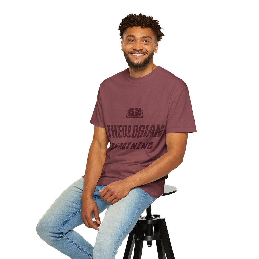 Theologian in Training T-Shirt – Open Bible & Cross Christian Tee for Faithful Learners Printify