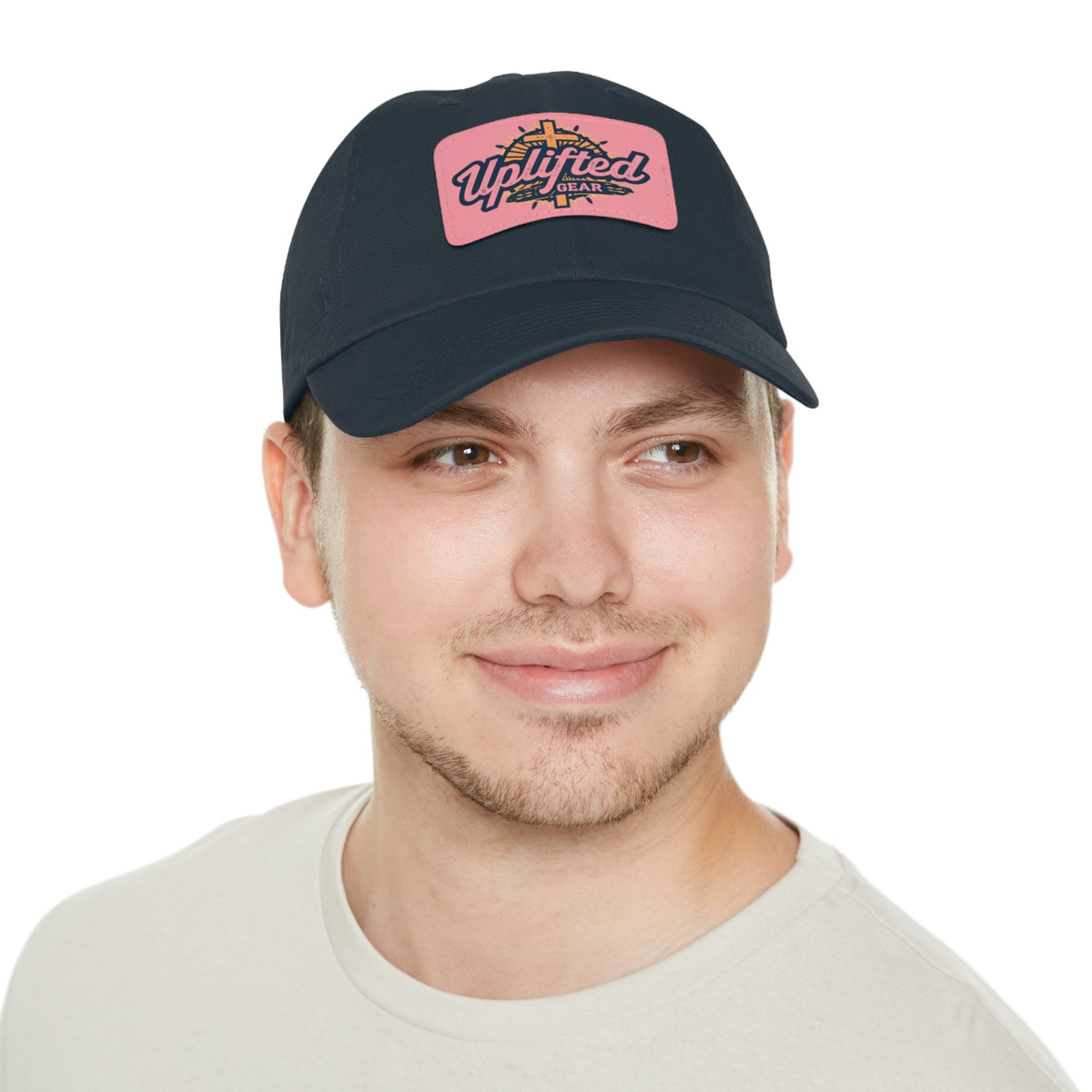Uplifted Gear Leather Patch Dad Hat — Vintage Aviation Logo Cap Printify