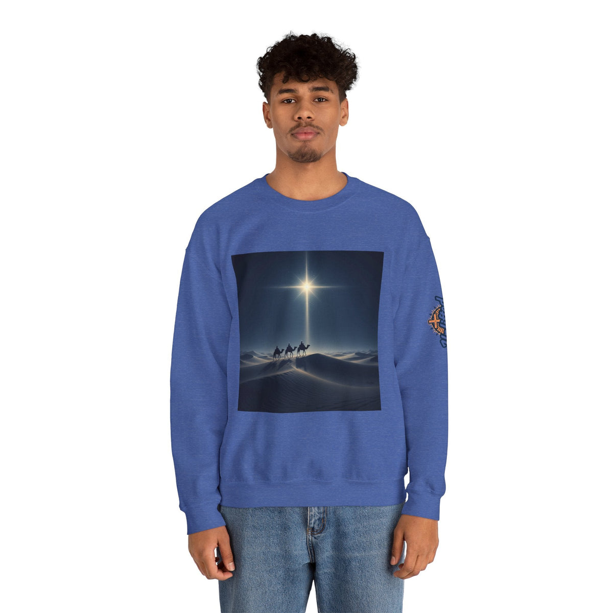 3 Wise Men Sweatshirt – Magi Camels Nativity Journey Christian Christmas Sweatshirt for Epiphany Faith & Holy Night Printify