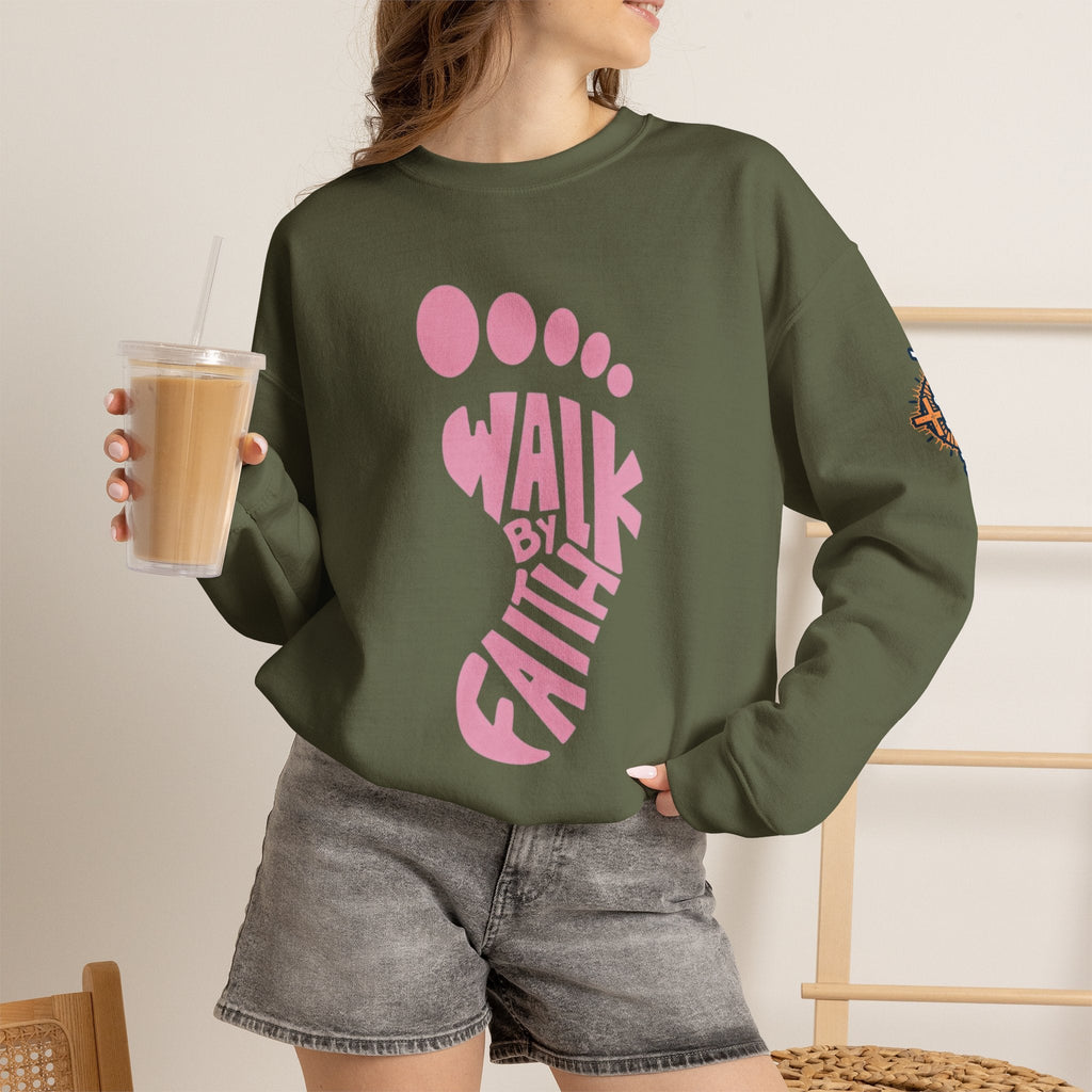 Walk By Faith Footprint Sweatshirt Printify
