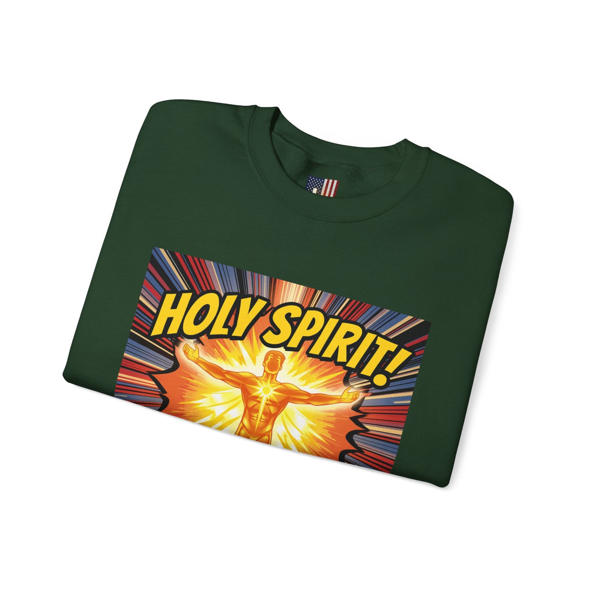 Holy Spirit Activate Sweatshirt – Superhero Christian Sweatshirt with Vibrant Power-Up Design for Faith-Fueled Boldness Printify