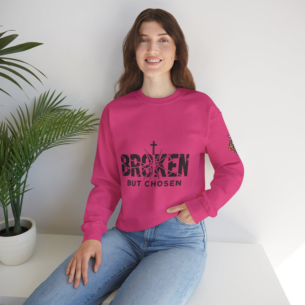 Broken But Chosen Crewneck Sweatshirt Printify