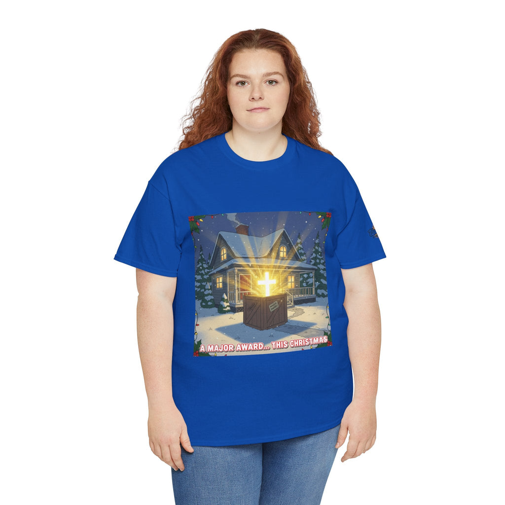 A Major Award This Christmas T-shirt – Fragile Leg Lamp Parody Cross Unboxing Christian T-shirt for Hilarious Faith & Holiday Glow Printify