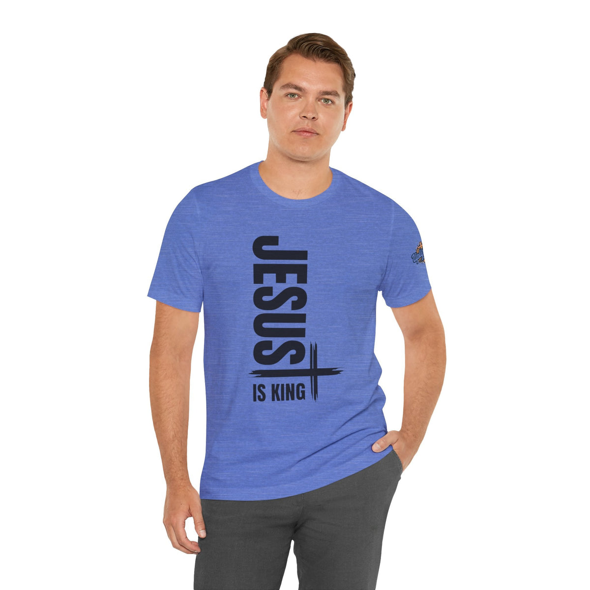 Jesus Is King T-shirt | Modern Typographic Cross Christian T-shirt Printify