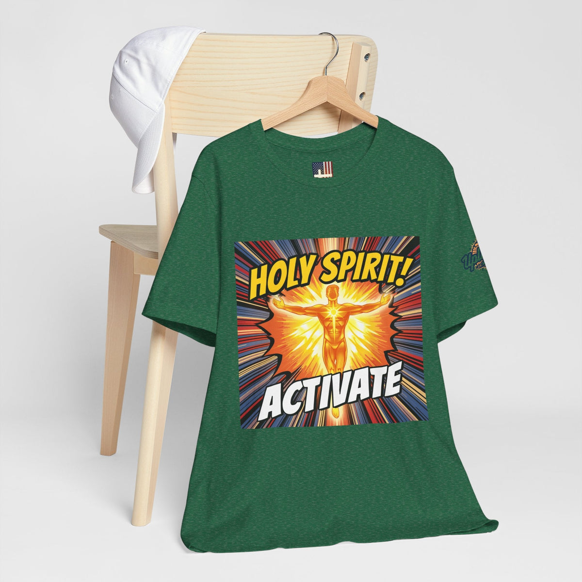 Holy Spirit Activate T-shirt – Superhero Christian T-shirt with Vibrant Power-Up Design for Faith-Fueled Boldness Printify