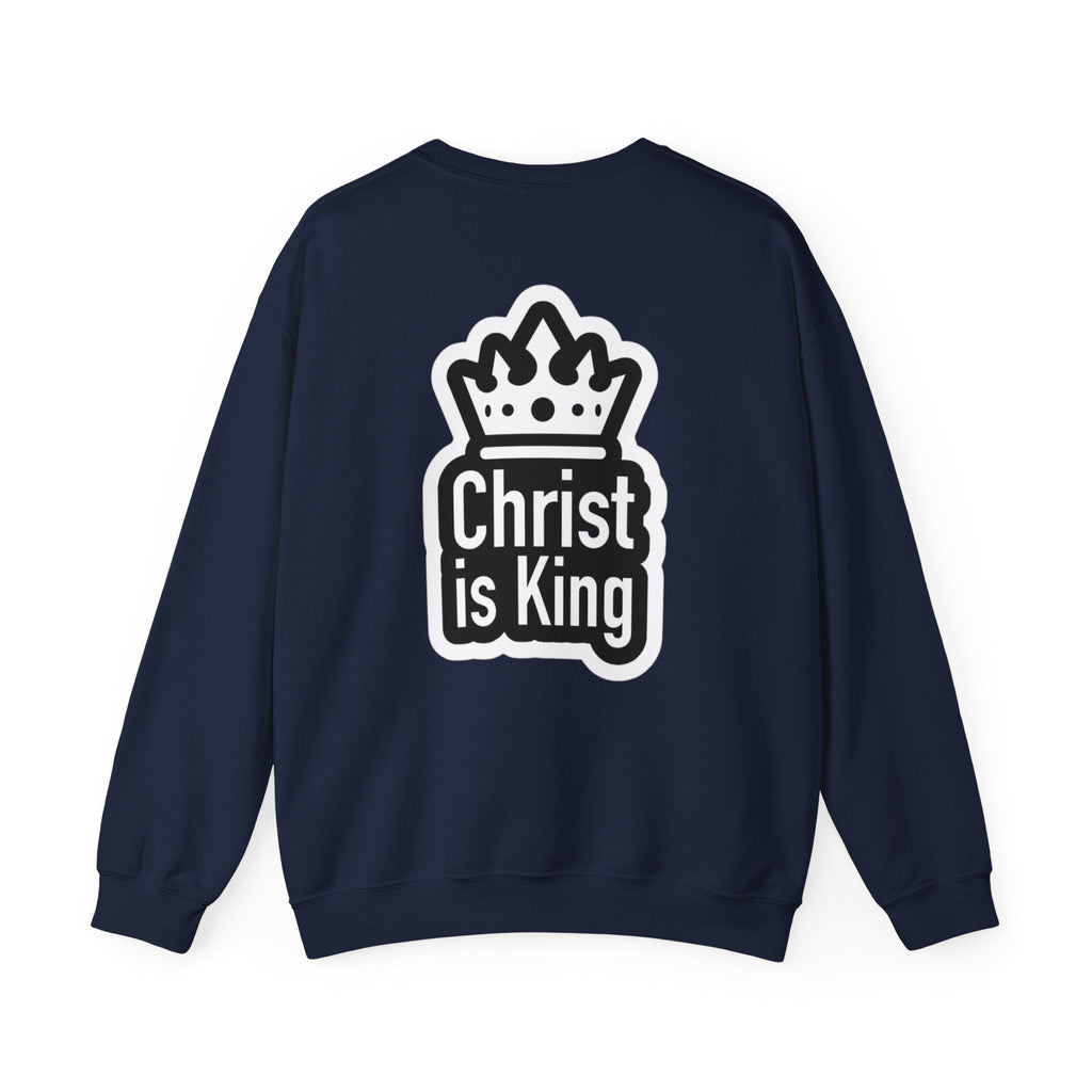Christ is King Sweatshirt – Bold Crown & Cross Christian Hoodie for Unshakable Faith Printify