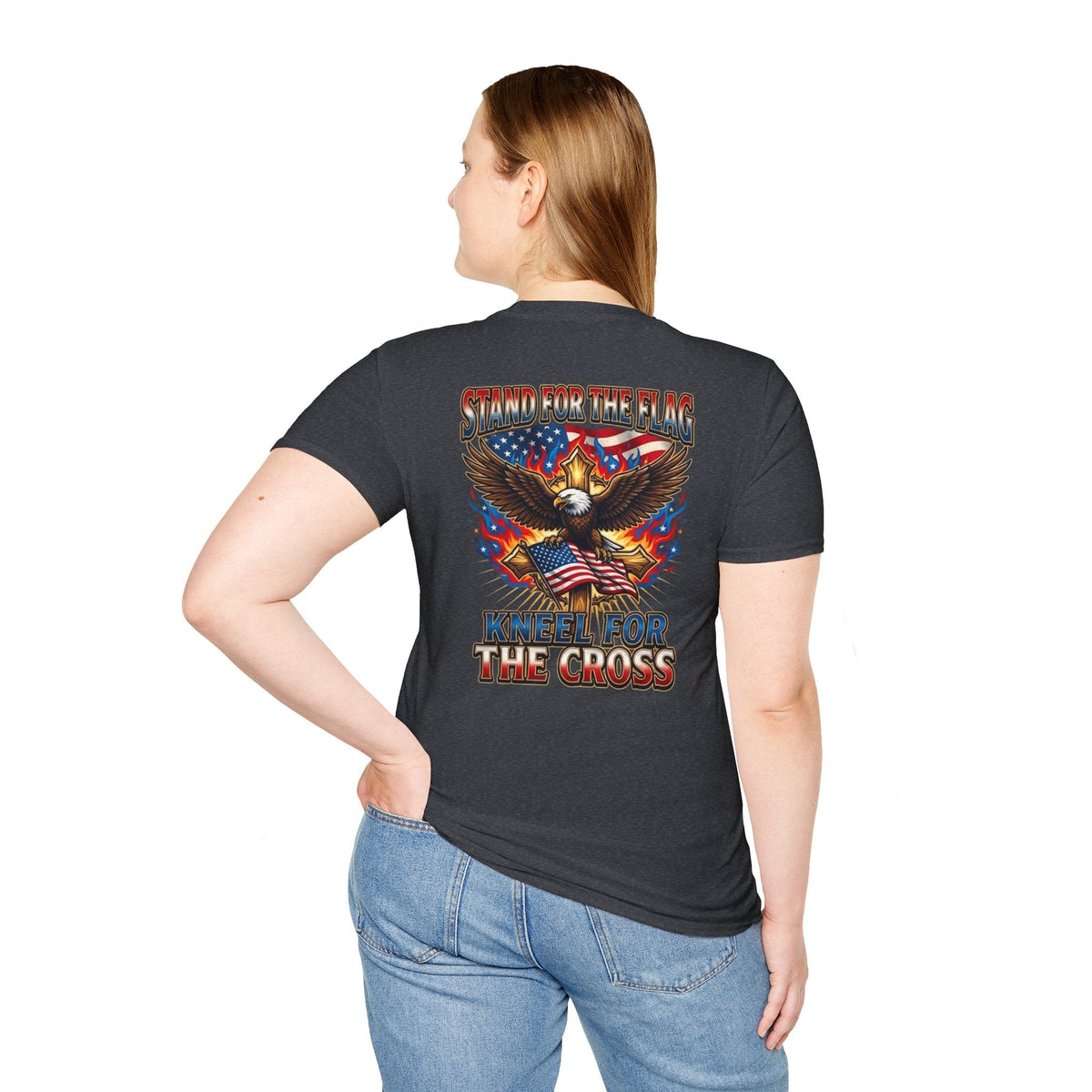 Stand for the Flag Kneel for the Cross T-shirt | Patriotic Eagle T-shirt Printify